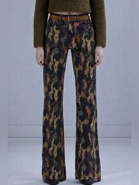 R13 Jane Jean Wild Camo Velveteen Pants  Denim Season FW25 NWT size 25